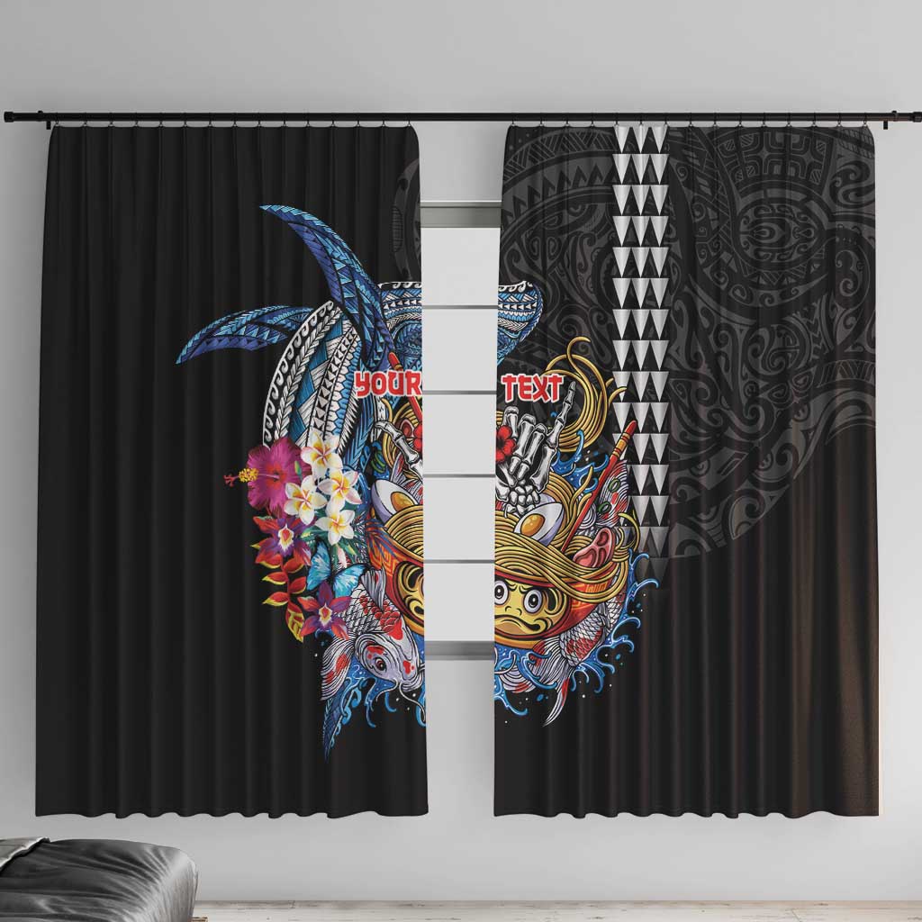 Personalized Japanese Koi Fish Ramen Window Curtain Aloha Shark Kakau Pattern