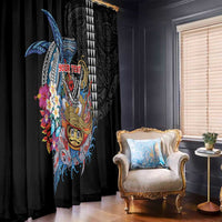 Personalized Japanese Koi Fish Ramen Window Curtain Aloha Shark Kakau Pattern