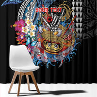 Personalized Japanese Koi Fish Ramen Window Curtain Aloha Shark Kakau Pattern