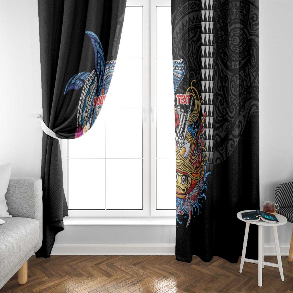 Personalized Japanese Koi Fish Ramen Window Curtain Aloha Shark Kakau Pattern