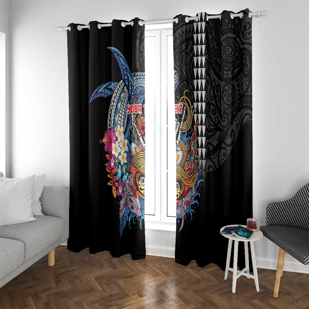 Personalized Japanese Koi Fish Ramen Window Curtain Aloha Shark Kakau Pattern