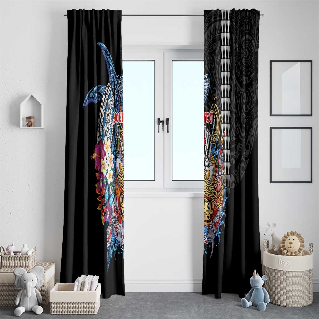 Personalized Japanese Koi Fish Ramen Window Curtain Aloha Shark Kakau Pattern