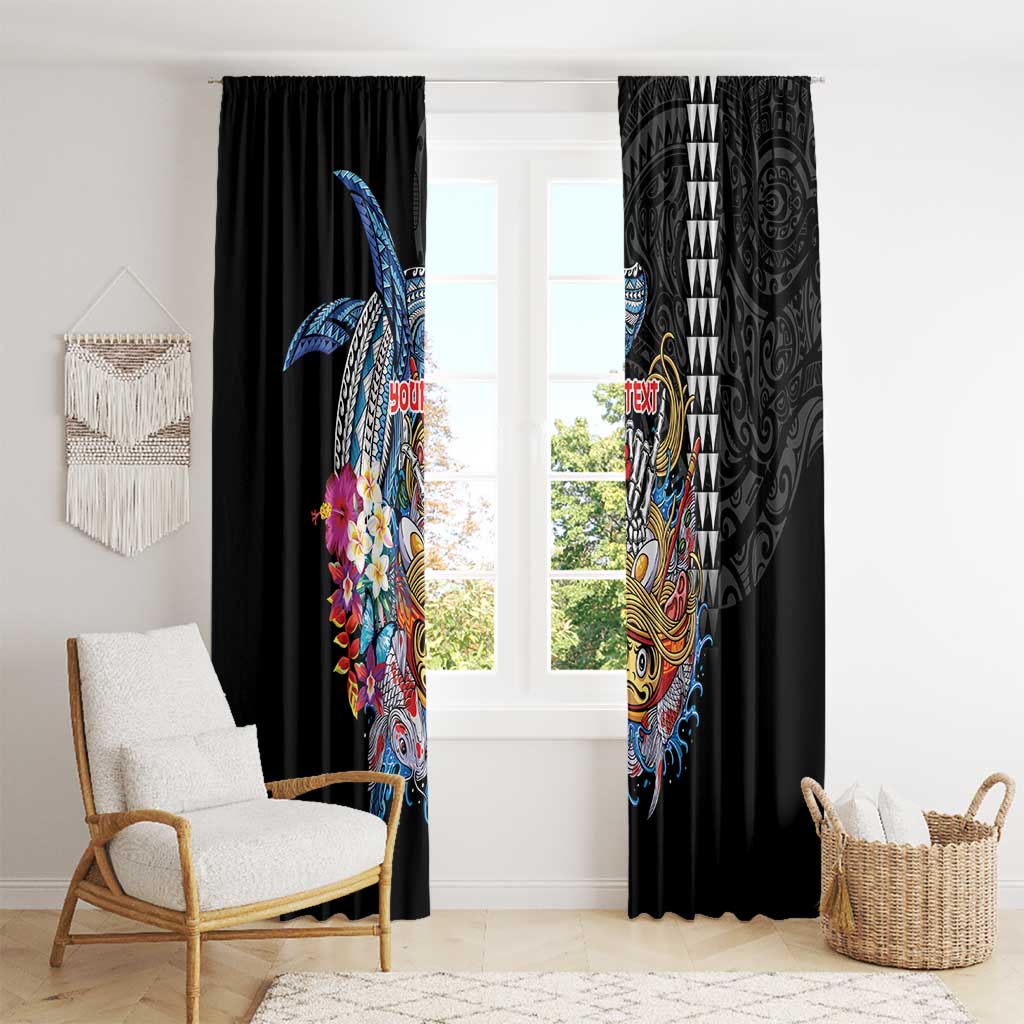 Personalized Japanese Koi Fish Ramen Window Curtain Aloha Shark Kakau Pattern