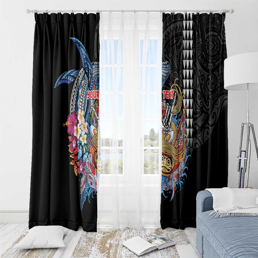 Personalized Japanese Koi Fish Ramen Window Curtain Aloha Shark Kakau Pattern