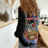Personalized Japanese Koi Fish Ramen Women Casual Shirt Aloha Shark Kakau Pattern
