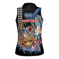 Personalized Japanese Koi Fish Ramen Women Sleeveless Polo Shirt Aloha Shark Kakau Pattern
