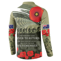ANZAC Day We Remember Button Sweatshirt Maori Silver Fern Camouflage Motif
