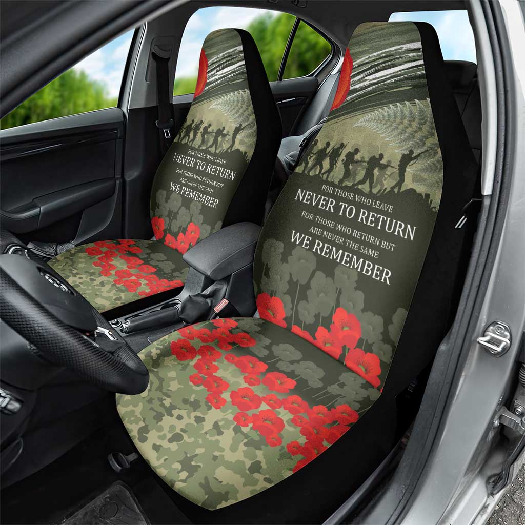 ANZAC Day We Remember Car Seat Cover Maori Silver Fern Camouflage Motif