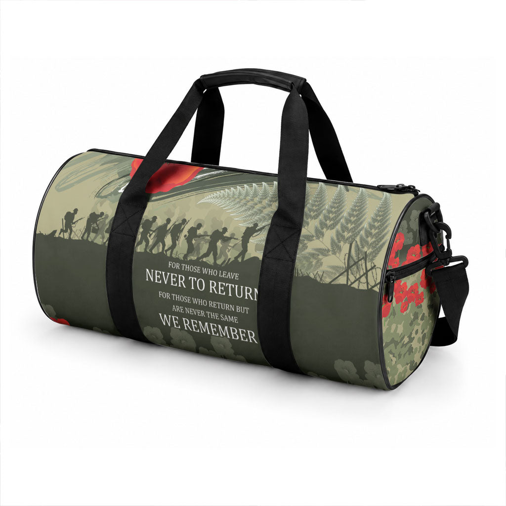 ANZAC Day We Remember Duffle Bag Maori Silver Fern Camouflage Motif LT9 - Polynesian Pride