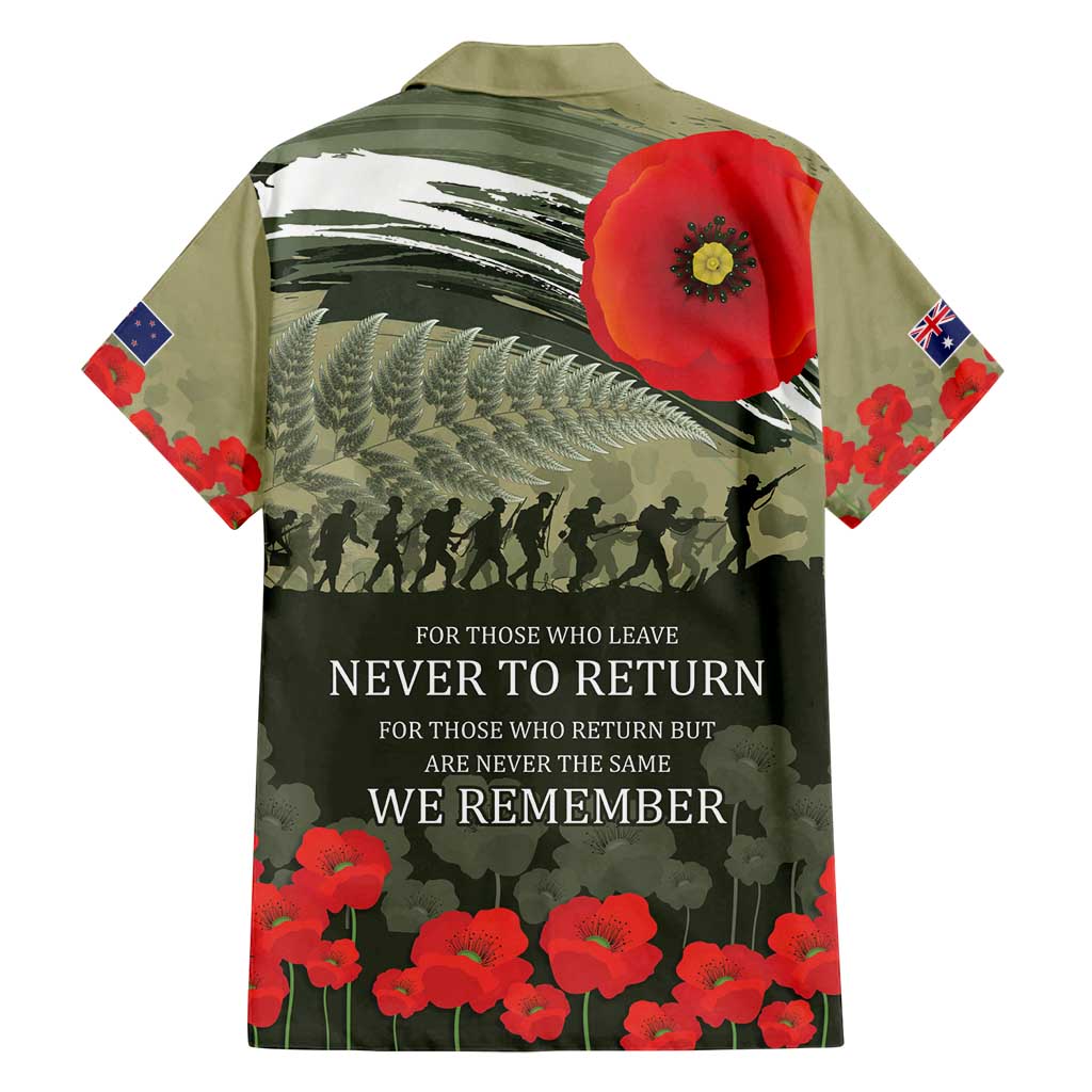ANZAC Day We Remember Family Matching Puletasi and Hawaiian Shirt Maori Silver Fern Camouflage Motif