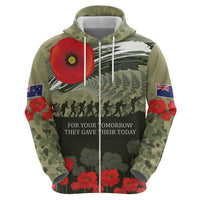 ANZAC Day We Remember Hoodie Maori Silver Fern Camouflage Motif