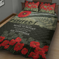 ANZAC Day We Remember Quilt Bed Set Maori Silver Fern Camouflage Motif