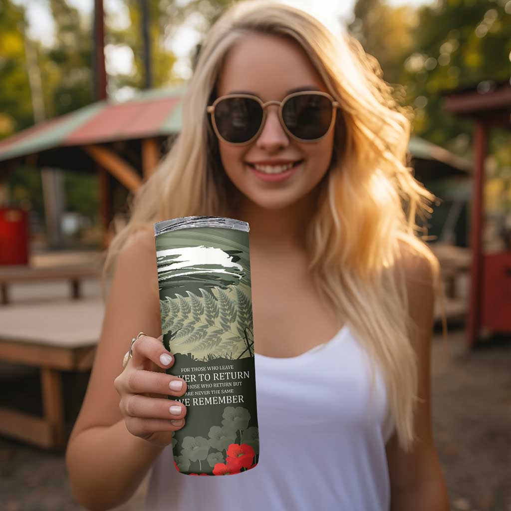 ANZAC Day We Remember Skinny Tumbler Maori Silver Fern Camouflage Motif LT9 - Polynesian Pride