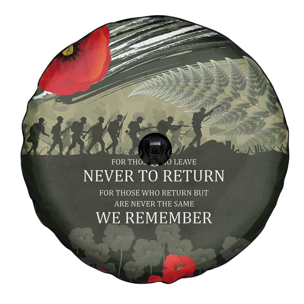 ANZAC Day We Remember Spare Tire Cover Maori Silver Fern Camouflage Motif