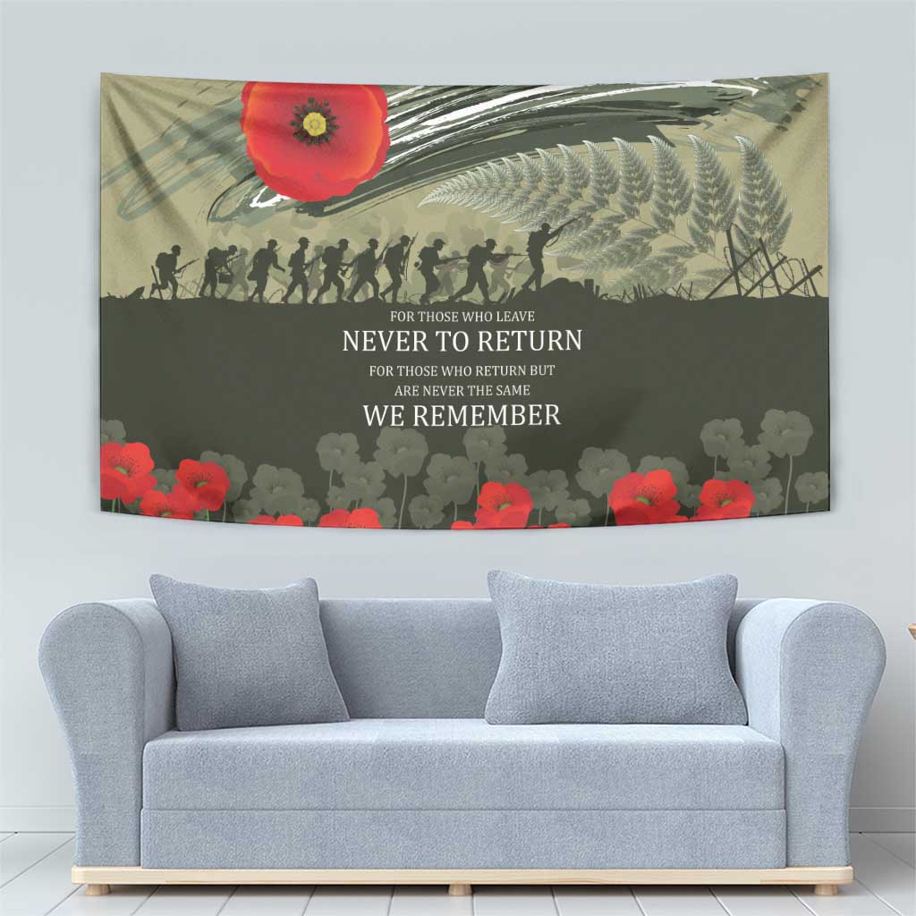 ANZAC Day We Remember Tapestry Maori Silver Fern Camouflage Motif
