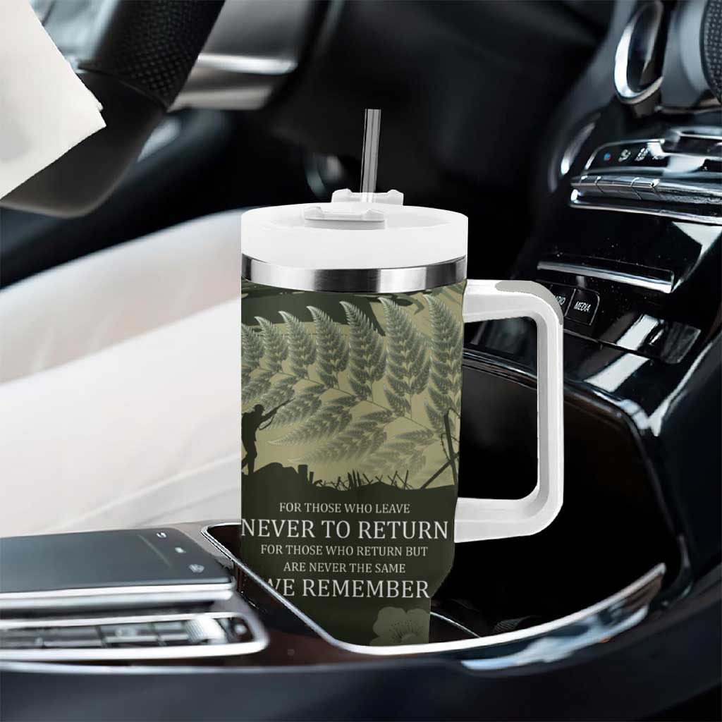 ANZAC Day We Remember Tumbler With Handle Maori Silver Fern Camouflage Motif