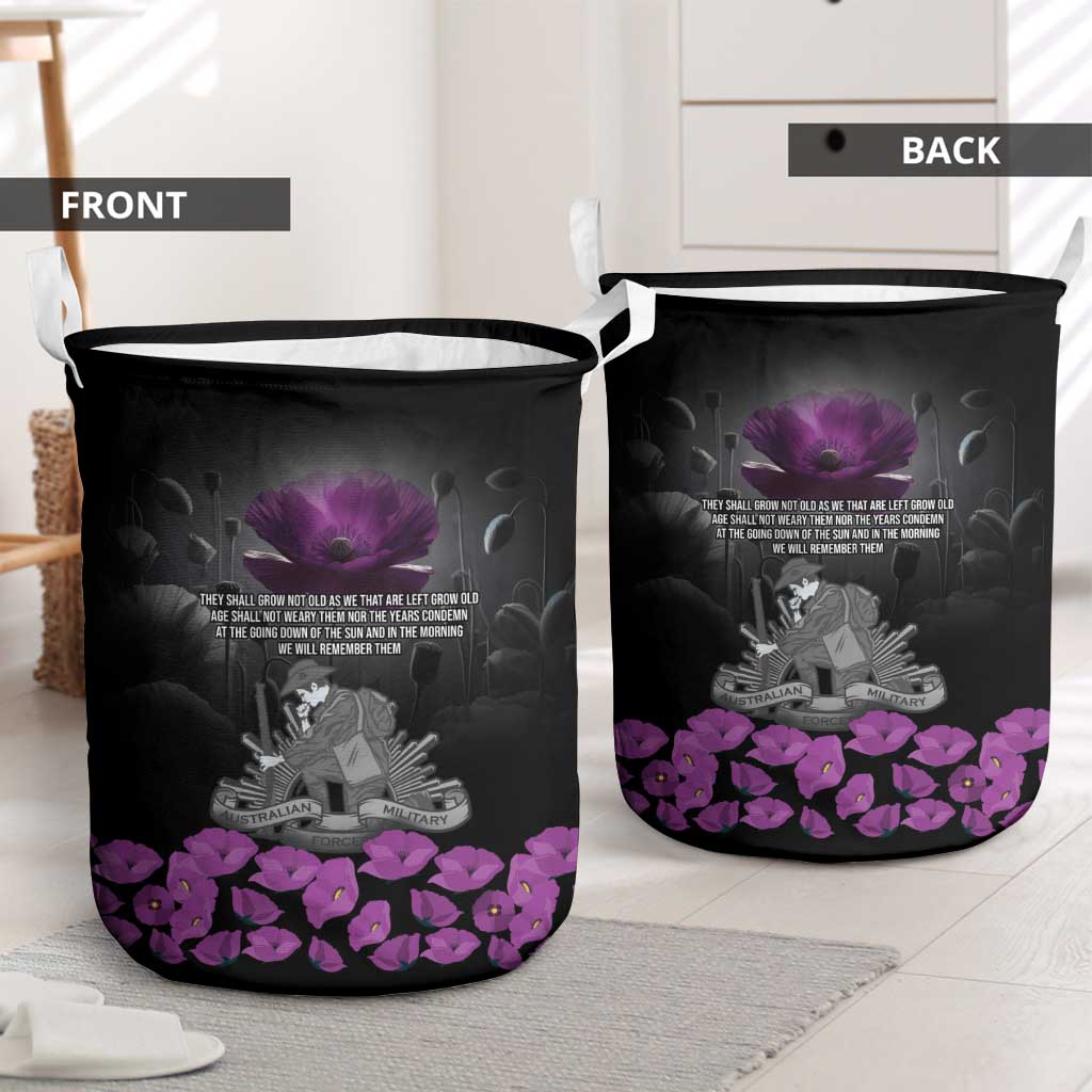 ANZAC Day Remembrance Laundry Basket Purple Poppy We Will Remember Them LT9 - Polynesian Pride