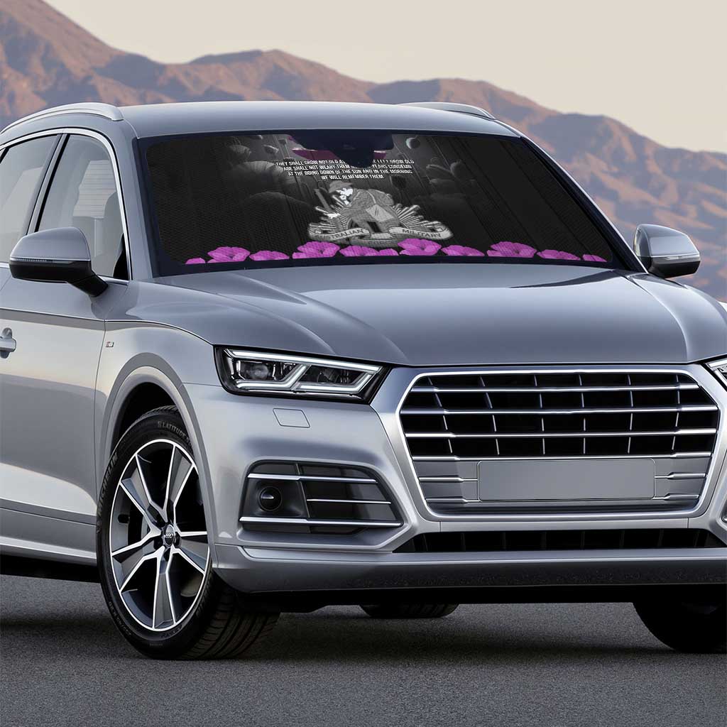 ANZAC Day Remembrance Auto Sun Shade Purple Poppy We Will Remember Them LT9 - Polynesian Pride