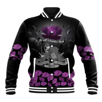 ANZAC Day Remembrance Baseball Jacket Purple Poppy We Will Remember Them