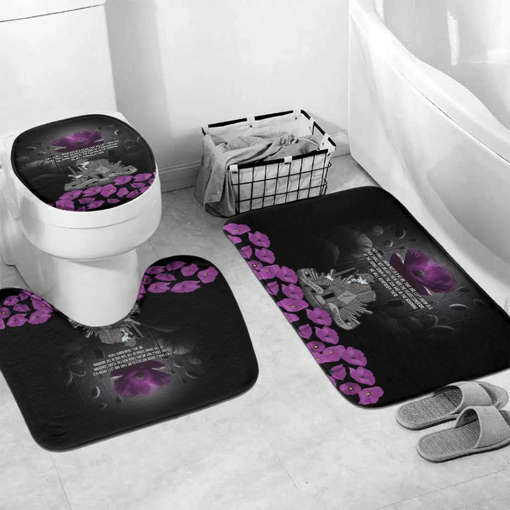 ANZAC Day Remembrance Bathroom Set Purple Poppy We Will Remember Them LT9 Mat Set Only (3 pcs) One Size Purple - Polynesian Pride