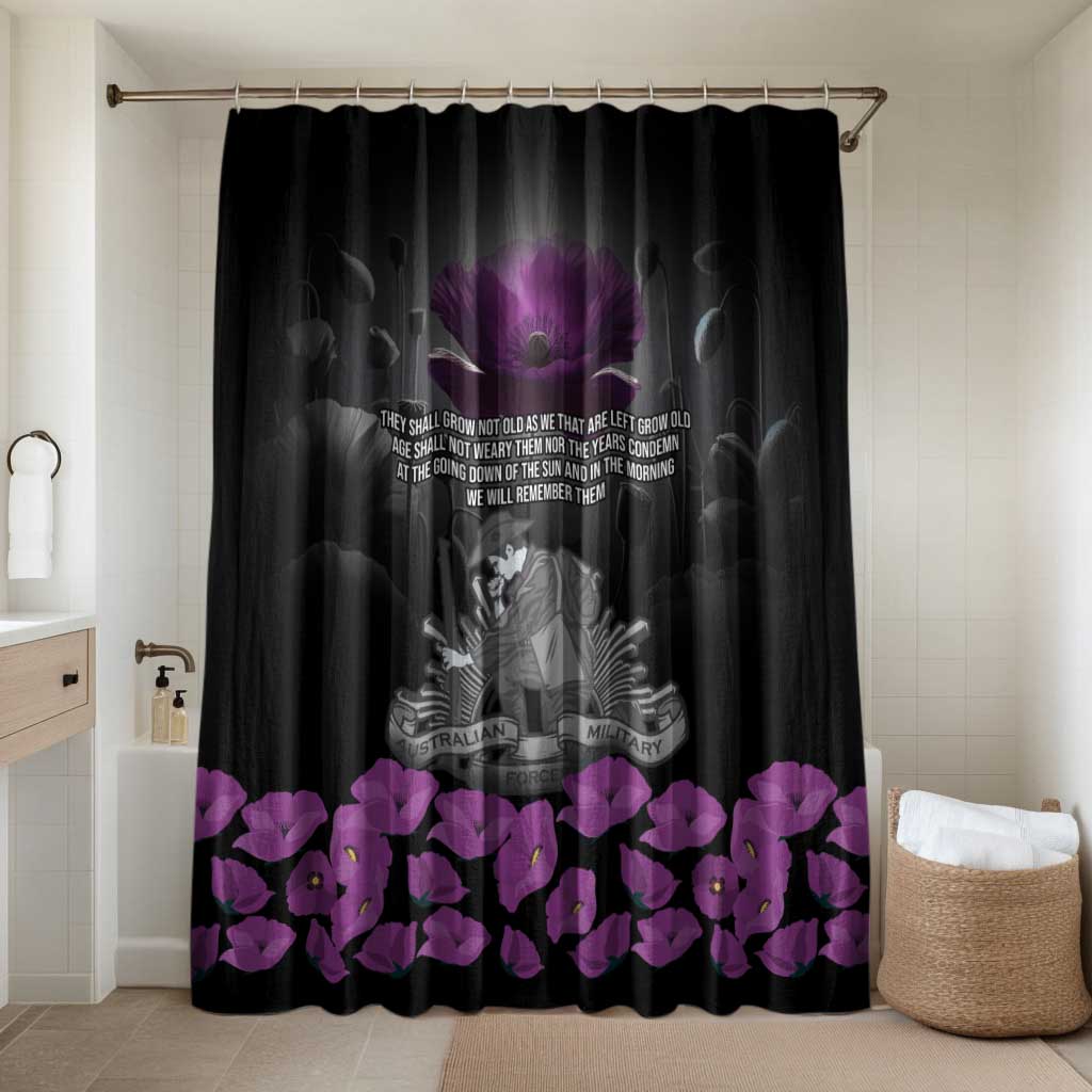 ANZAC Day Remembrance Bathroom Set Purple Poppy We Will Remember Them LT9 Shower Curtain Only Purple - Polynesian Pride