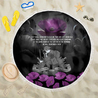 ANZAC Day Remembrance Beach Blanket Purple Poppy We Will Remember Them LT9 One Size 150cm Purple - Polynesian Pride