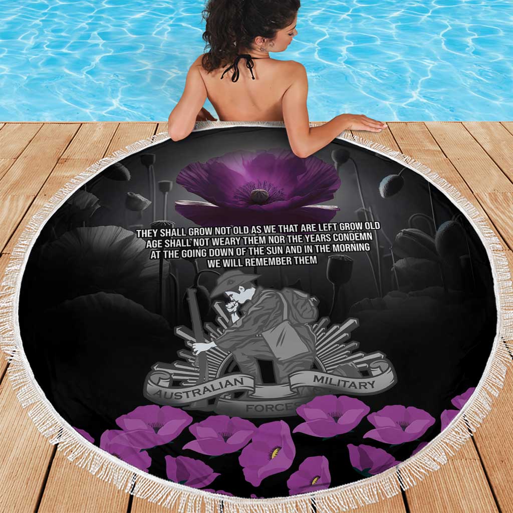 ANZAC Day Remembrance Beach Blanket Purple Poppy We Will Remember Them LT9 - Polynesian Pride