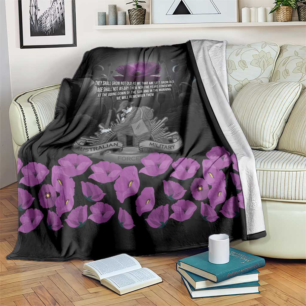 ANZAC Day Remembrance Blanket Purple Poppy We Will Remember Them