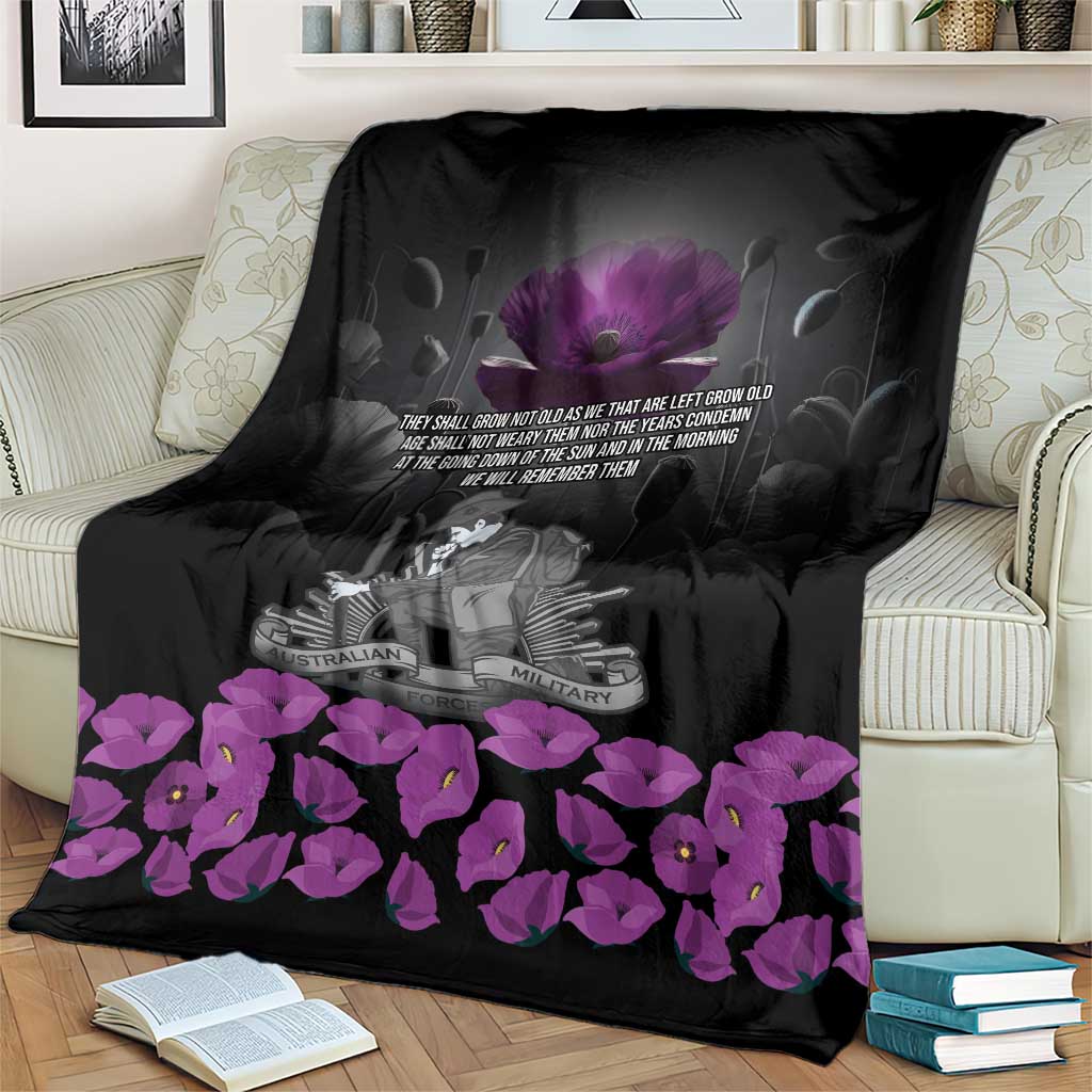 ANZAC Day Remembrance Blanket Purple Poppy We Will Remember Them