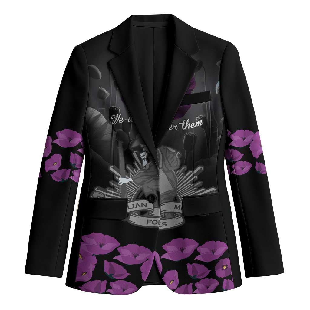 ANZAC Day Remembrance Blazer Purple Poppy We Will Remember Them LT9 Unisex Purple - Polynesian Pride