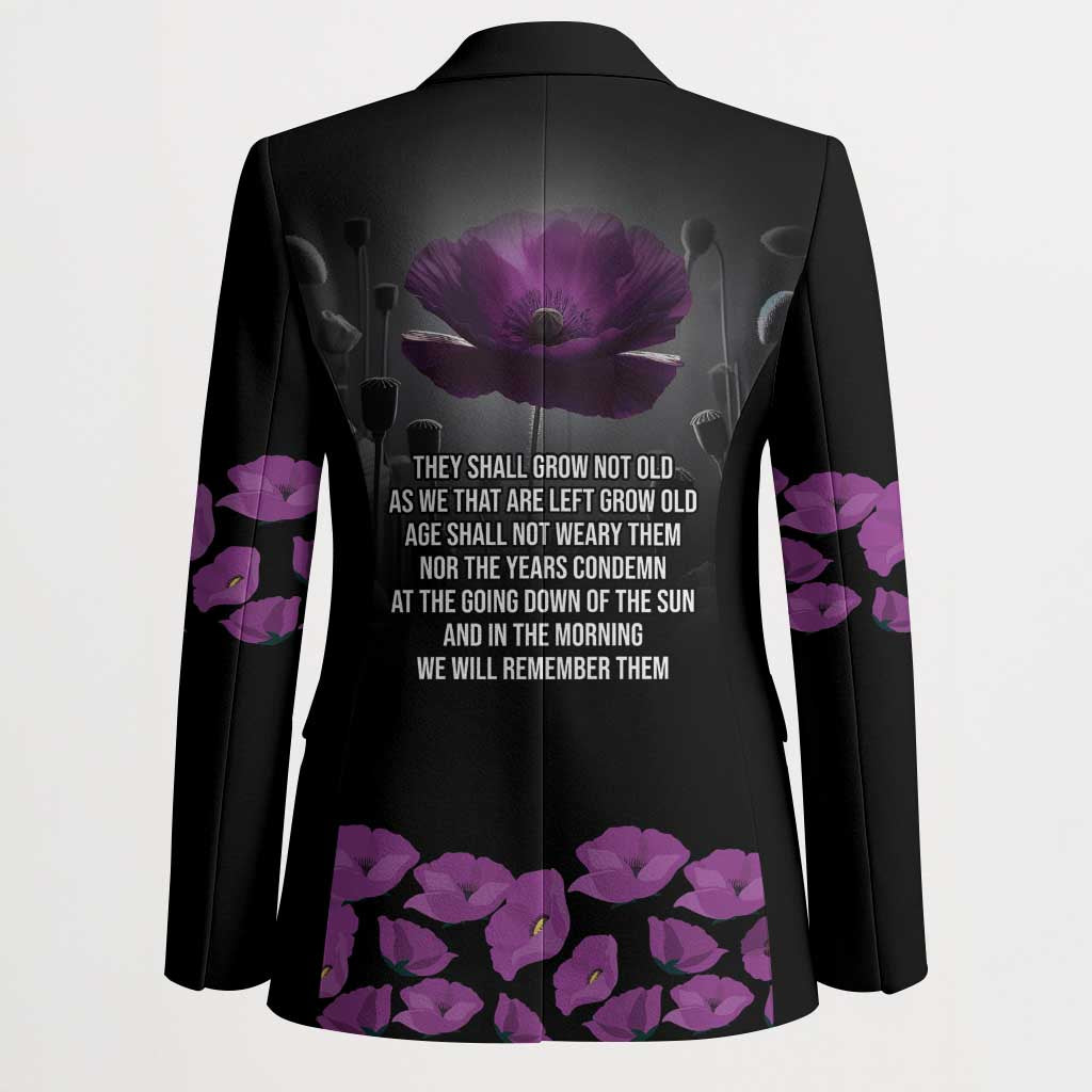 ANZAC Day Remembrance Blazer Purple Poppy We Will Remember Them LT9 - Polynesian Pride