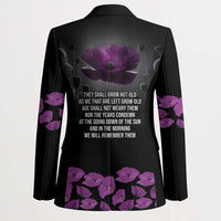 ANZAC Day Remembrance Blazer Purple Poppy We Will Remember Them LT9 - Polynesian Pride