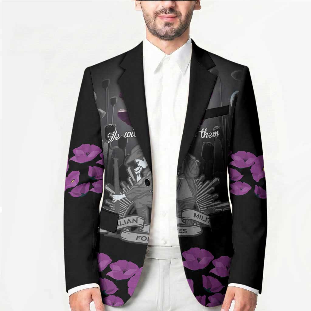 ANZAC Day Remembrance Blazer Purple Poppy We Will Remember Them LT9 - Polynesian Pride