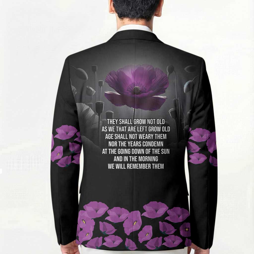 ANZAC Day Remembrance Blazer Purple Poppy We Will Remember Them LT9 - Polynesian Pride
