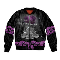 ANZAC Day Remembrance Bomber Jacket Purple Poppy We Will Remember Them LT9 Unisex Purple - Polynesian Pride