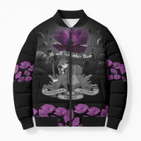 ANZAC Day Remembrance Bomber Puffer Jacket Purple Poppy We Will Remember Them LT9 Unisex Purple - Polynesian Pride