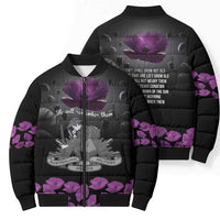 ANZAC Day Remembrance Bomber Puffer Jacket Purple Poppy We Will Remember Them LT9 - Polynesian Pride
