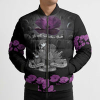 ANZAC Day Remembrance Bomber Puffer Jacket Purple Poppy We Will Remember Them LT9 - Polynesian Pride