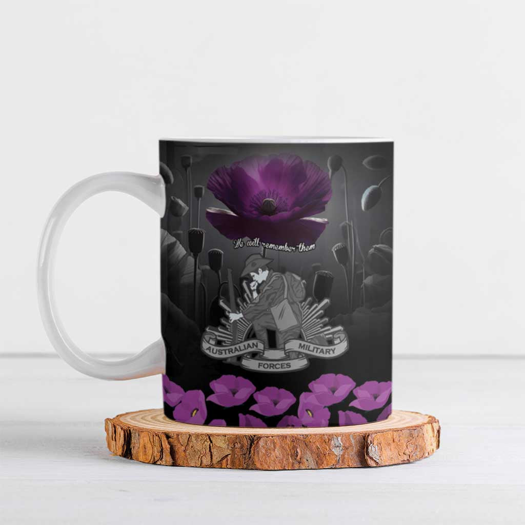 ANZAC Day Remembrance Ceramic Mug Purple Poppy We Will Remember Them LT9 Purple - Polynesian Pride