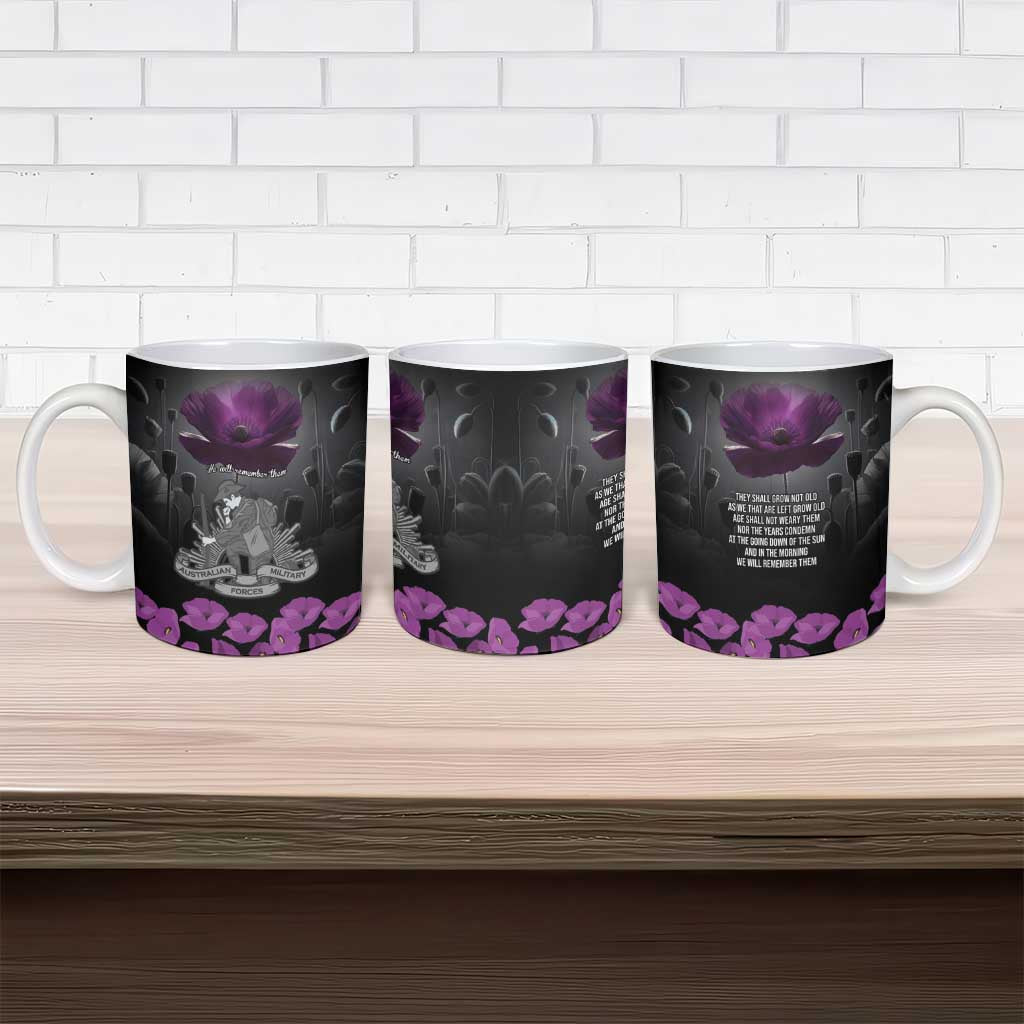 ANZAC Day Remembrance Ceramic Mug Purple Poppy We Will Remember Them LT9 - Polynesian Pride