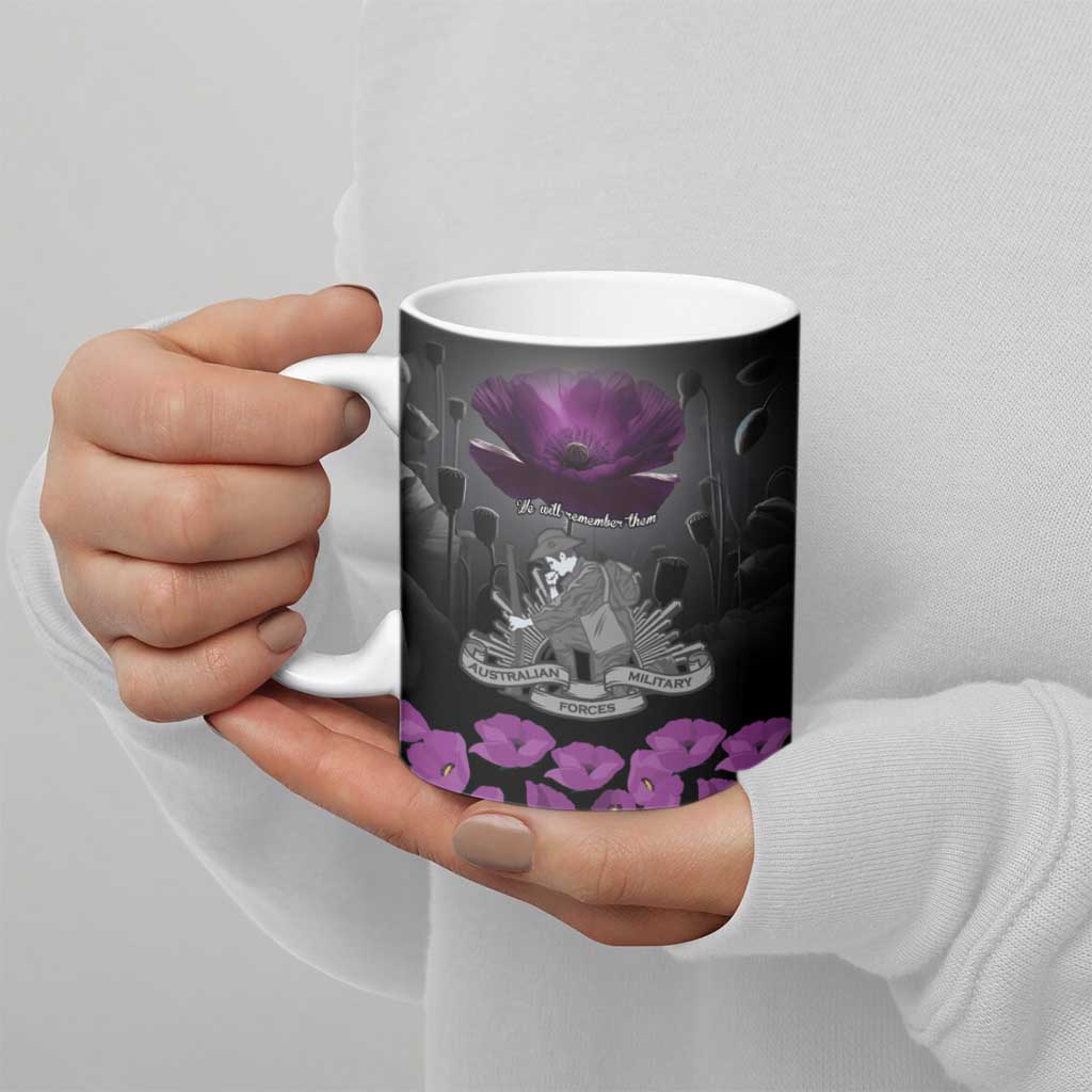 ANZAC Day Remembrance Ceramic Mug Purple Poppy We Will Remember Them LT9 - Polynesian Pride