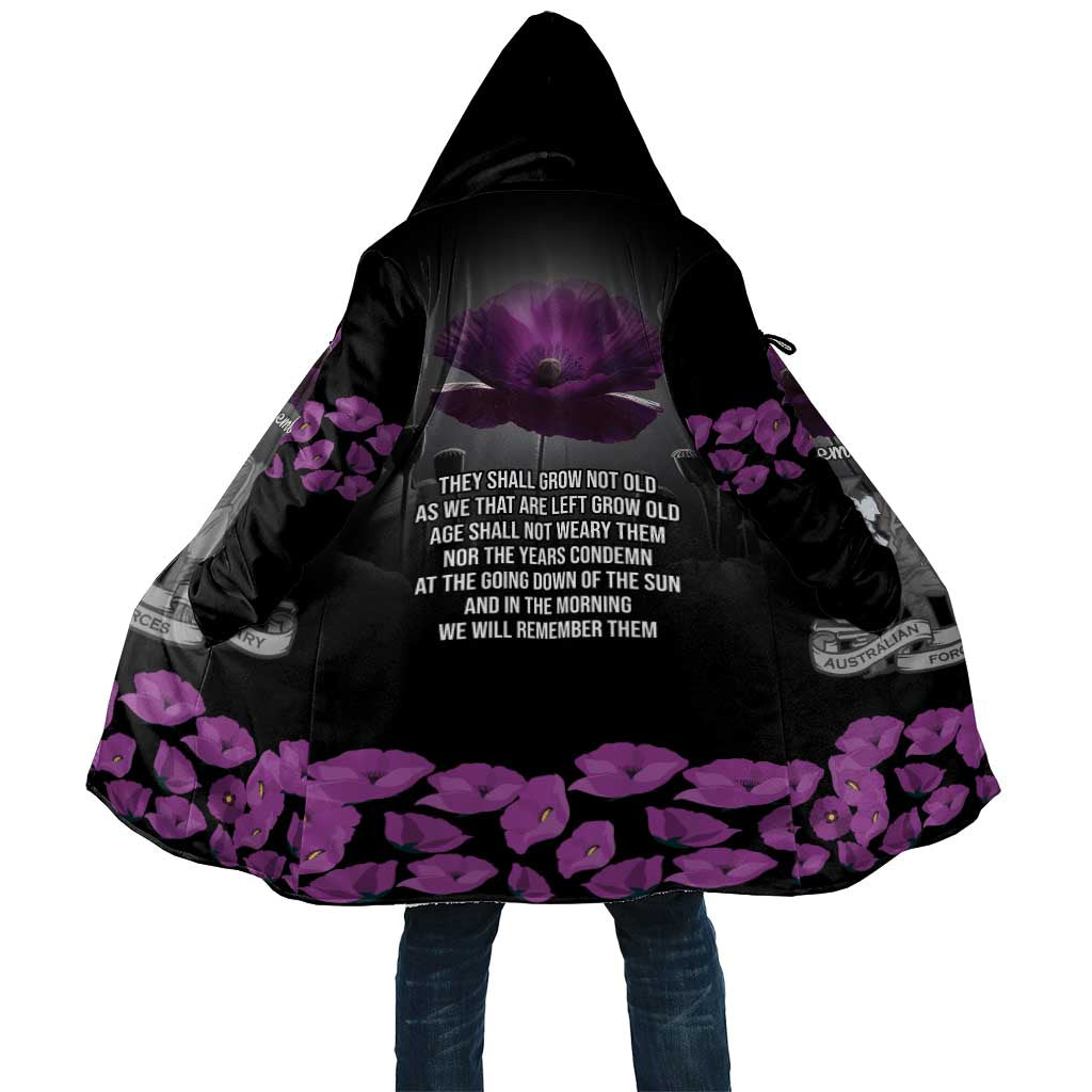 ANZAC Day Remembrance Cloak Purple Poppy We Will Remember Them