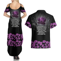 ANZAC Day Remembrance Couples Matching Summer Maxi Dress and Hawaiian Shirt Purple Poppy We Will Remember Them LT9 - Polynesian Pride