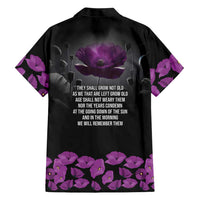ANZAC Day Remembrance Family Matching Off The Shoulder Long Sleeve Dress and Hawaiian Shirt Purple Poppy We Will Remember Them