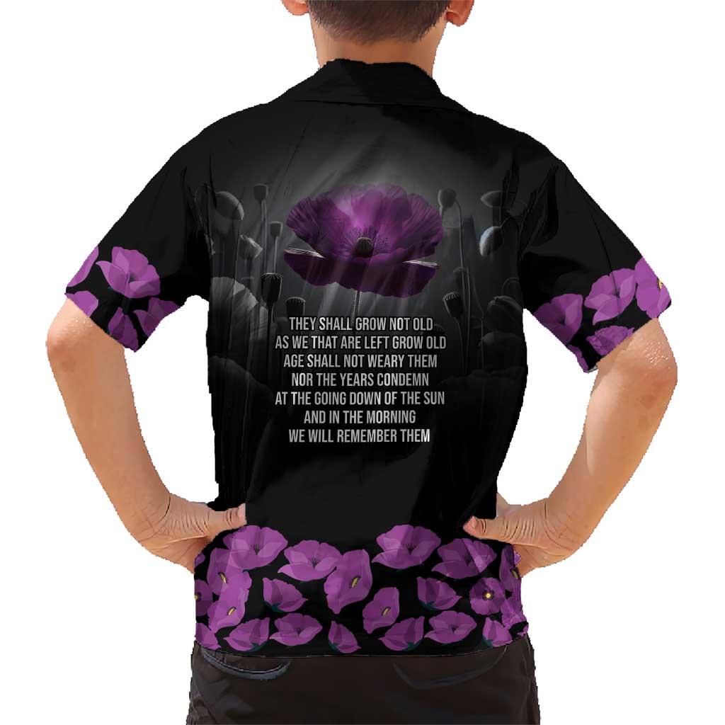 ANZAC Day Remembrance Family Matching Off Shoulder Maxi Dress and Hawaiian Shirt Purple Poppy We Will Remember Them LT9 - Polynesian Pride