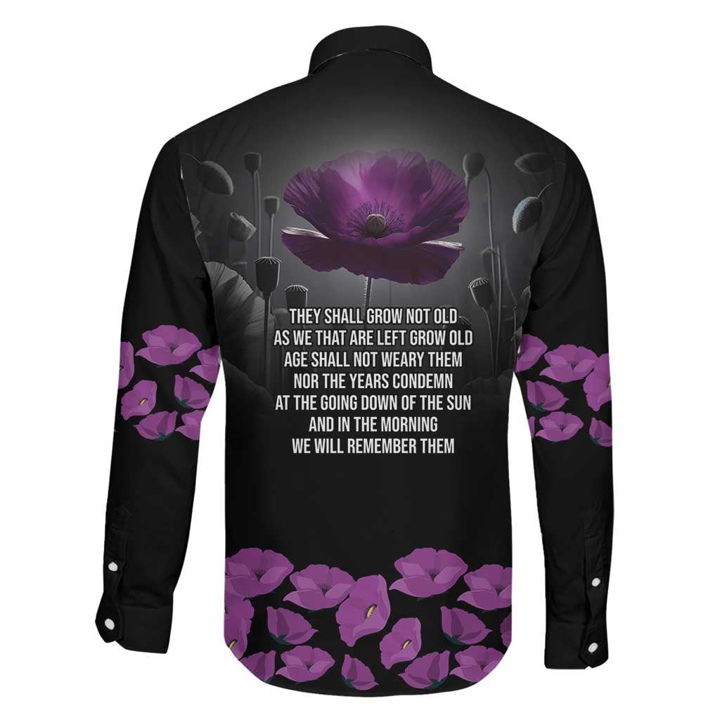 ANZAC Day Remembrance Family Matching Off Shoulder Maxi Dress and Hawaiian Shirt Purple Poppy We Will Remember Them LT9 - Polynesian Pride