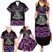 ANZAC Day Remembrance Family Matching Summer Maxi Dress and Hawaiian Shirt Purple Poppy We Will Remember Them LT9 - Polynesian Pride