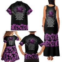 ANZAC Day Remembrance Family Matching Tank Maxi Dress and Hawaiian Shirt Purple Poppy We Will Remember Them