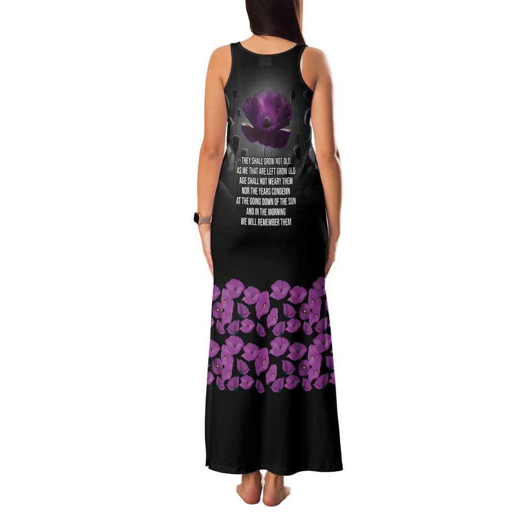 ANZAC Day Remembrance Family Matching Tank Maxi Dress and Hawaiian Shirt Purple Poppy We Will Remember Them