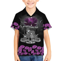 ANZAC Day Remembrance Family Matching Tank Maxi Dress and Hawaiian Shirt Purple Poppy We Will Remember Them